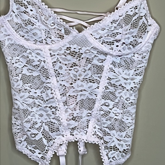 Adore Me Other - Adore Me pink floral bustier size small underwire with cross cross back lace